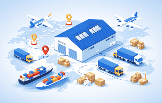 The images illustrate a digital technology ecosystem featuring artificial intelligence, sm