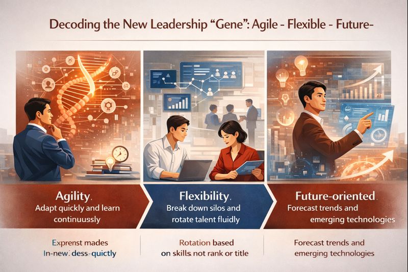 Modern leaders demonstrating agility, flexibility, and future-oriented thinking in a digital environment.