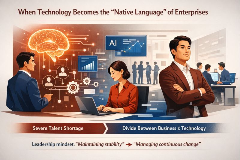 Employees and leaders integrating AI and technology into everyday decision-making and collaboration.