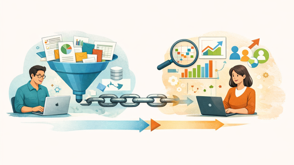 The images illustrate a technology ecosystem featuring artificial intelligence, big data workflows, and modern automation solutions for business digital transformation.