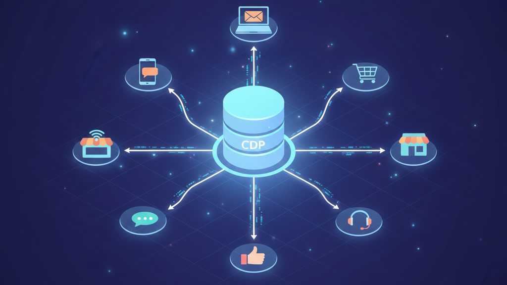 Customer Data Platform collecting online and offline data to build a 360-degree customer view.